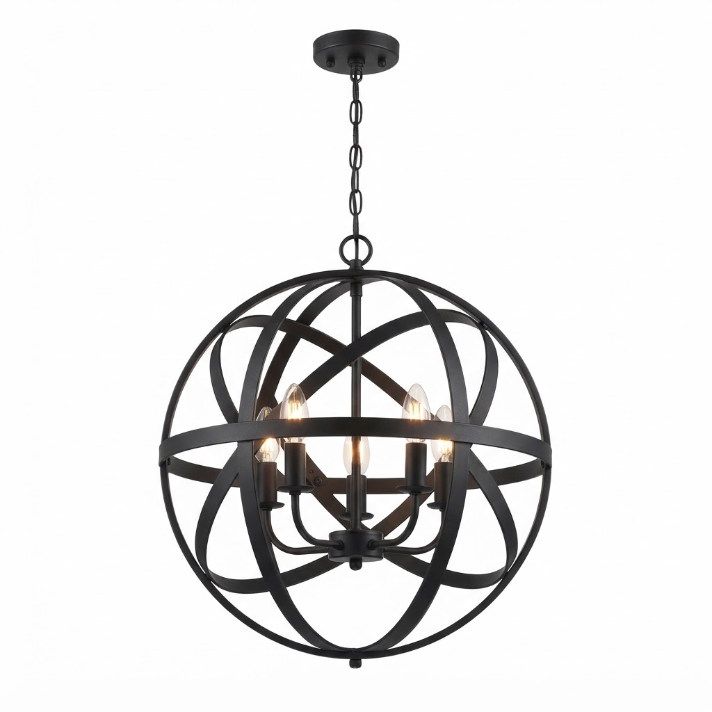 Matte Black Orb Chandelier