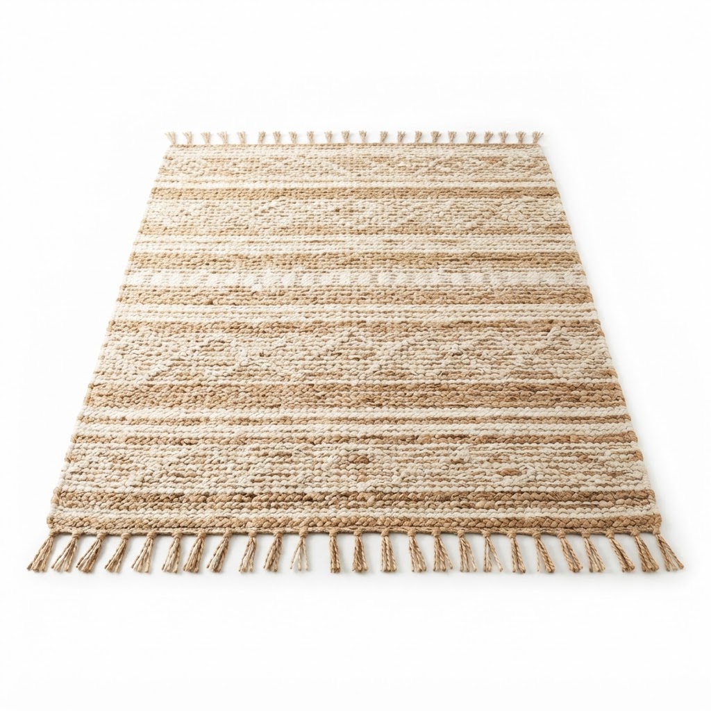 Textured Jute and Cotton Area Rug