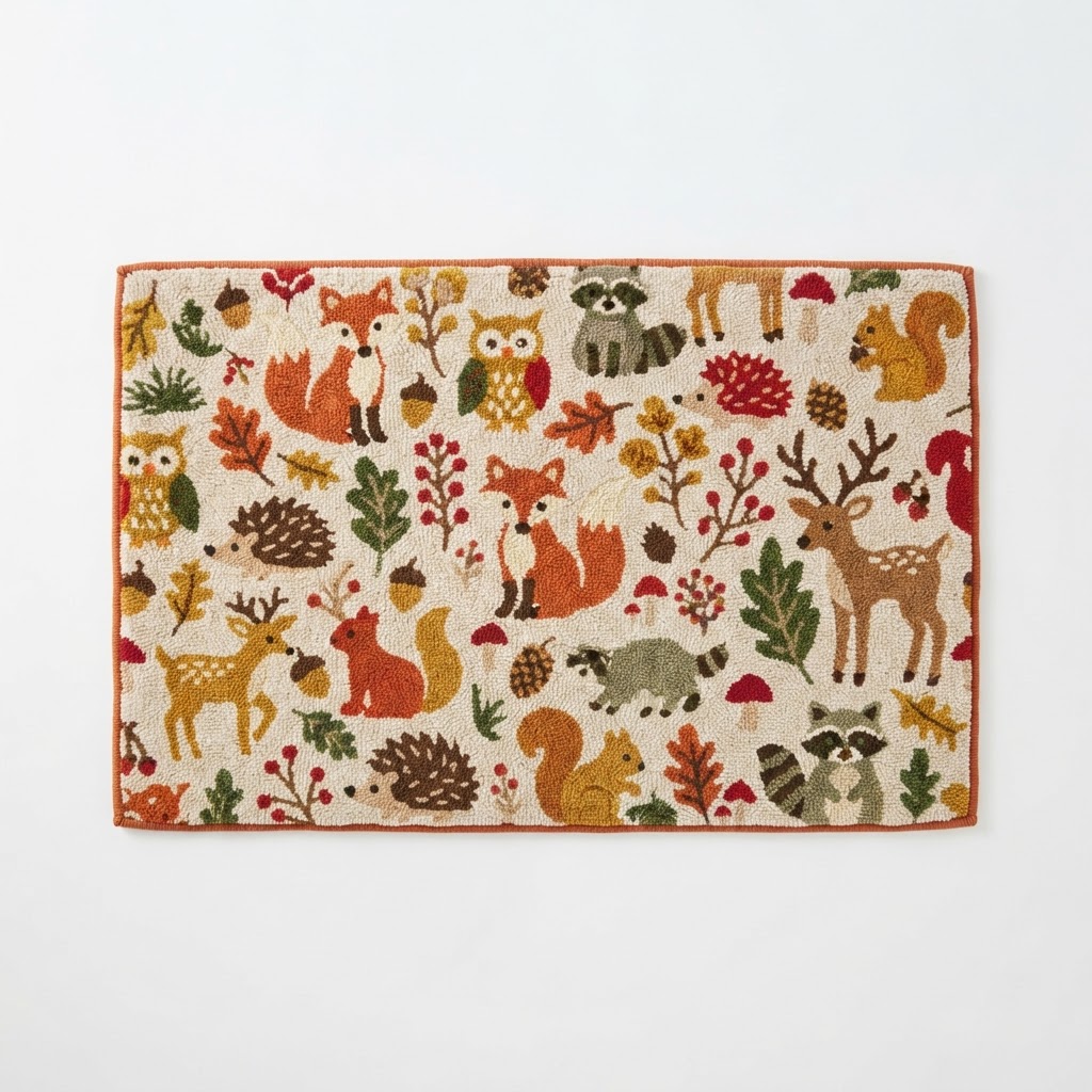 Fall Woodland Animal Bath Rug