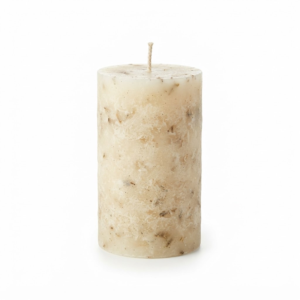 Earthy Vanilla Scented Pillar Candle