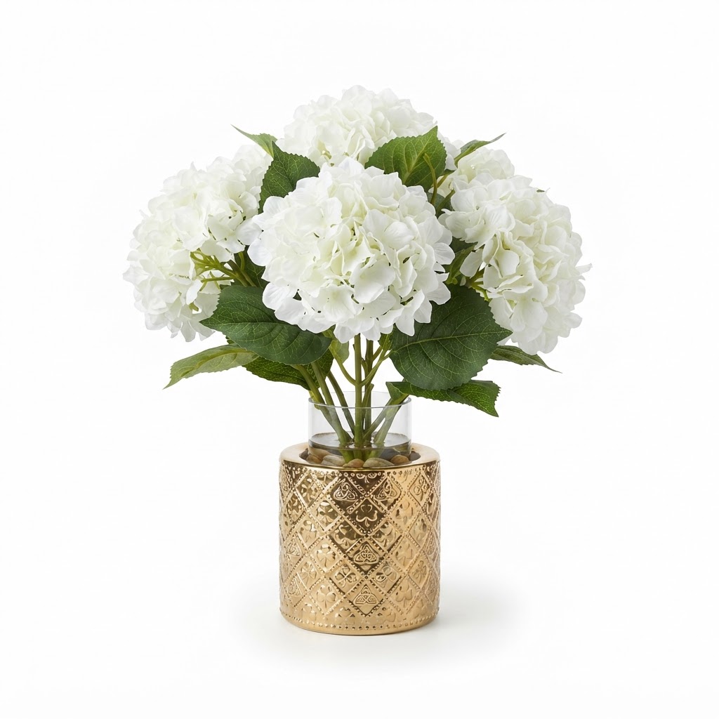 Faux White Hydrangea Arrangement