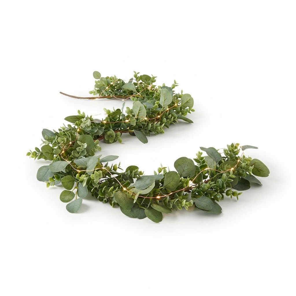Faux Greenery Garland with LED Fairy Lights