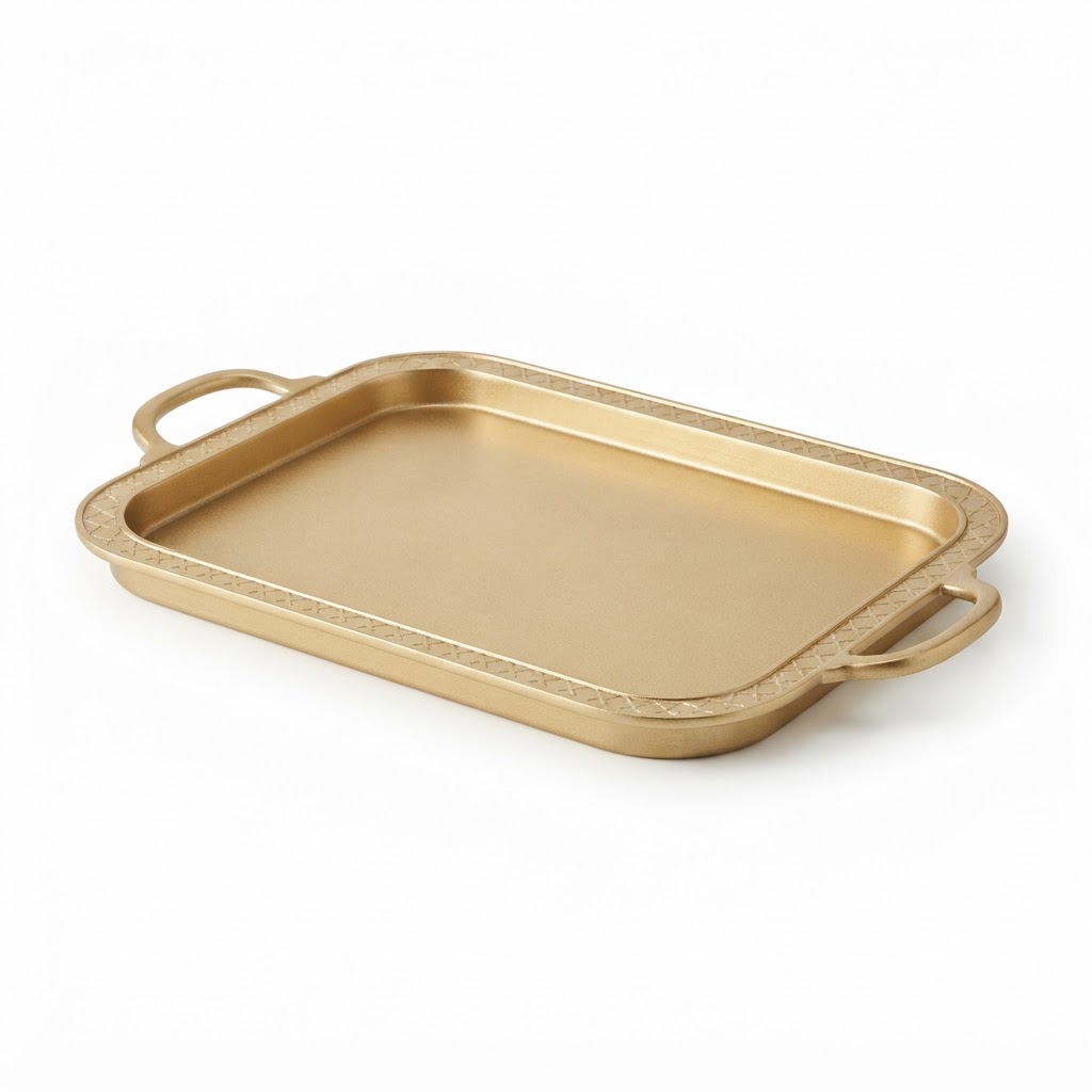 Transitional Matte Gold Decorative Tray