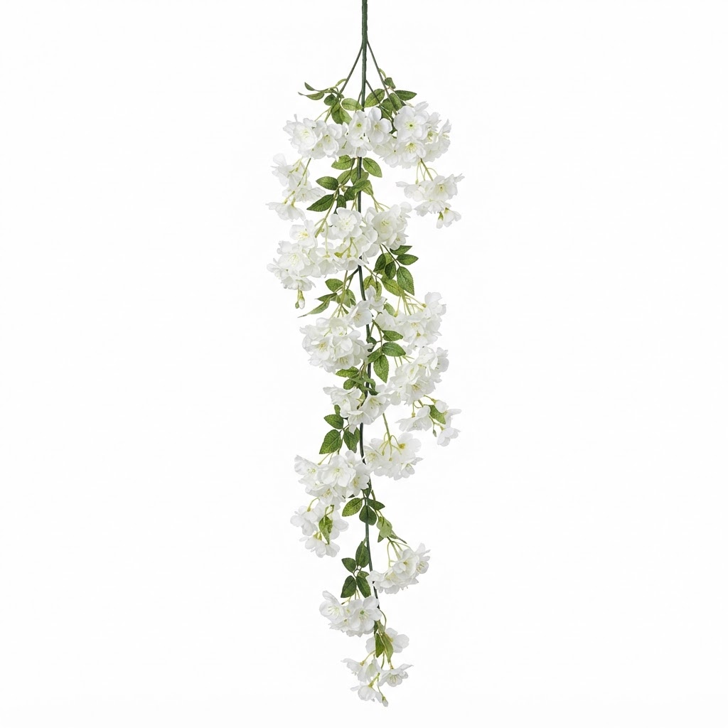 Faux White Blossom Hanging Vine
