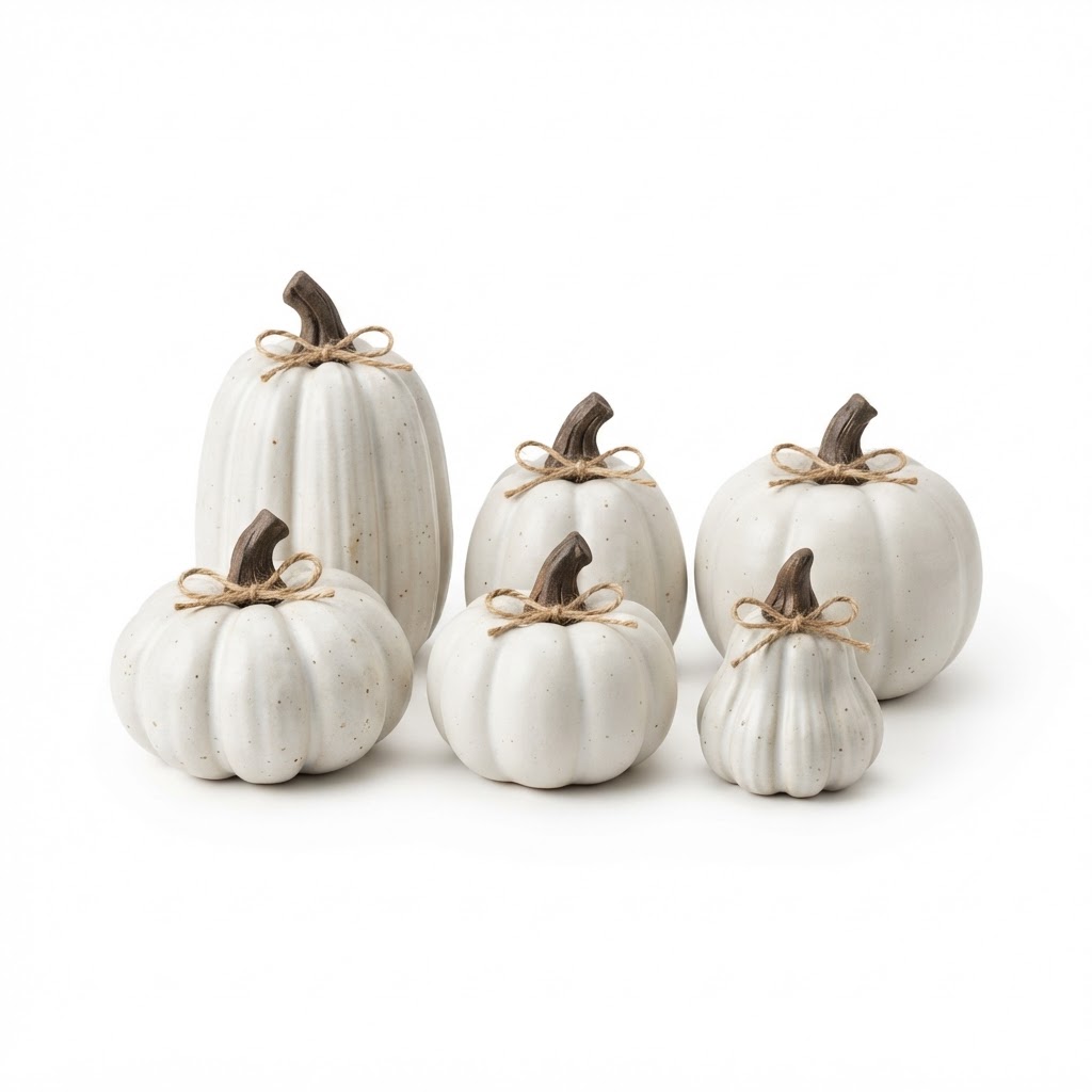Ceramic White Pumpkin Assortment