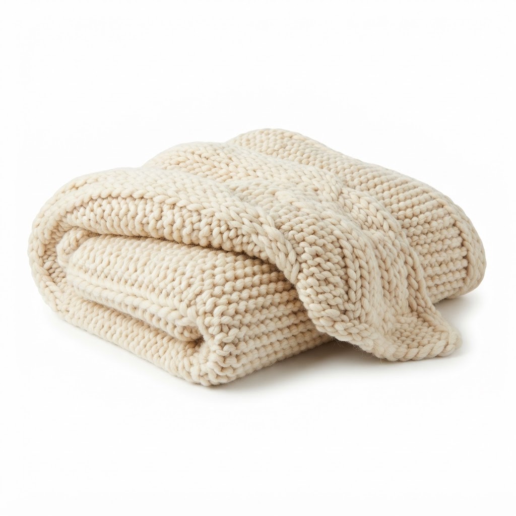 Cream Chunky Knit Throw