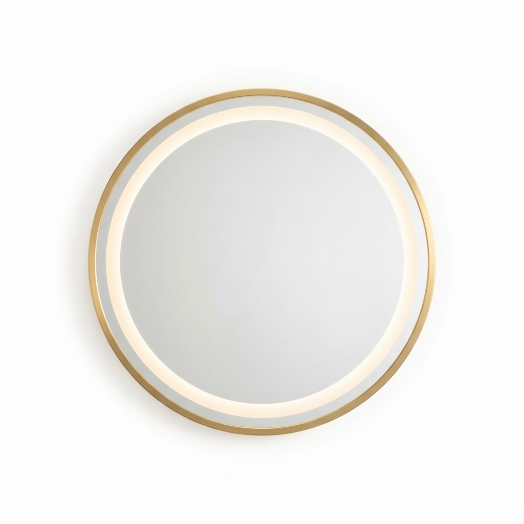 Gold Frame Circular LED Mirror