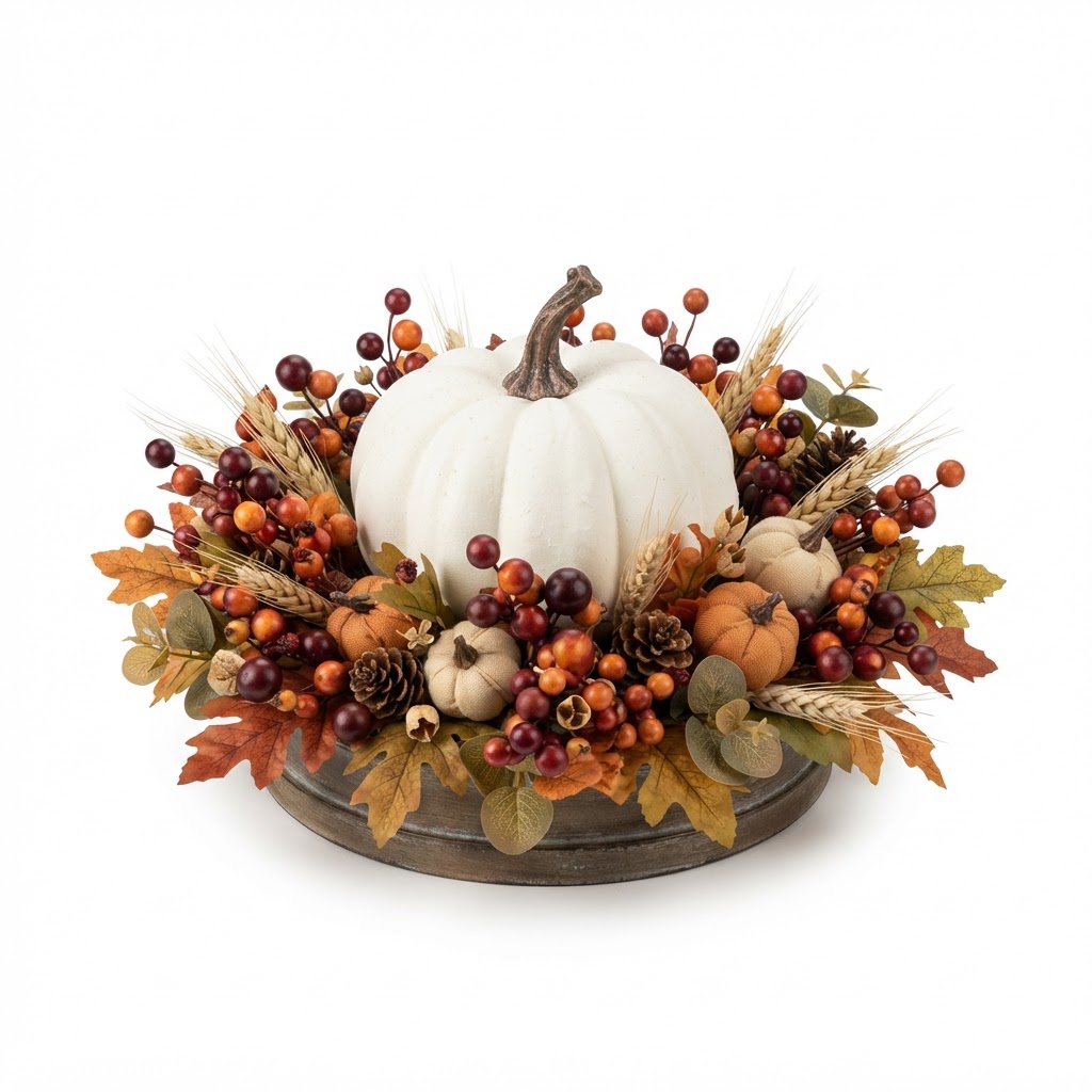 Faux Pumpkin and Berry Centerpiece