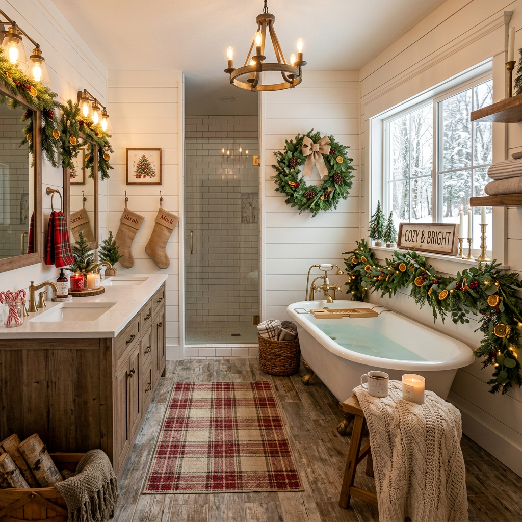 Farmhouse Christmas Master Bathroom