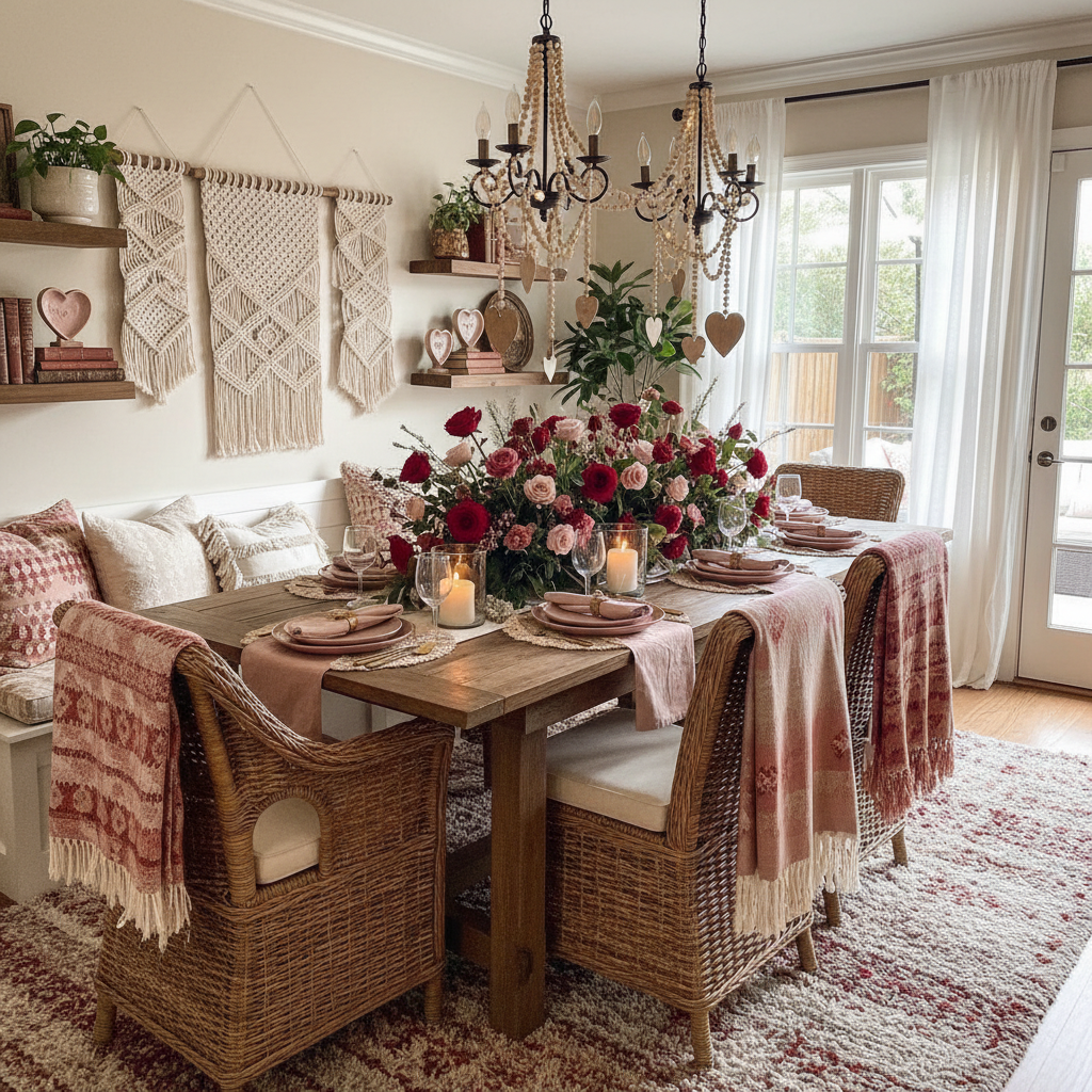 Boho Valentine's Day Dining Room
