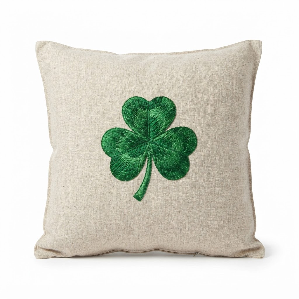 Shamrock Embroidered Throw Pillow