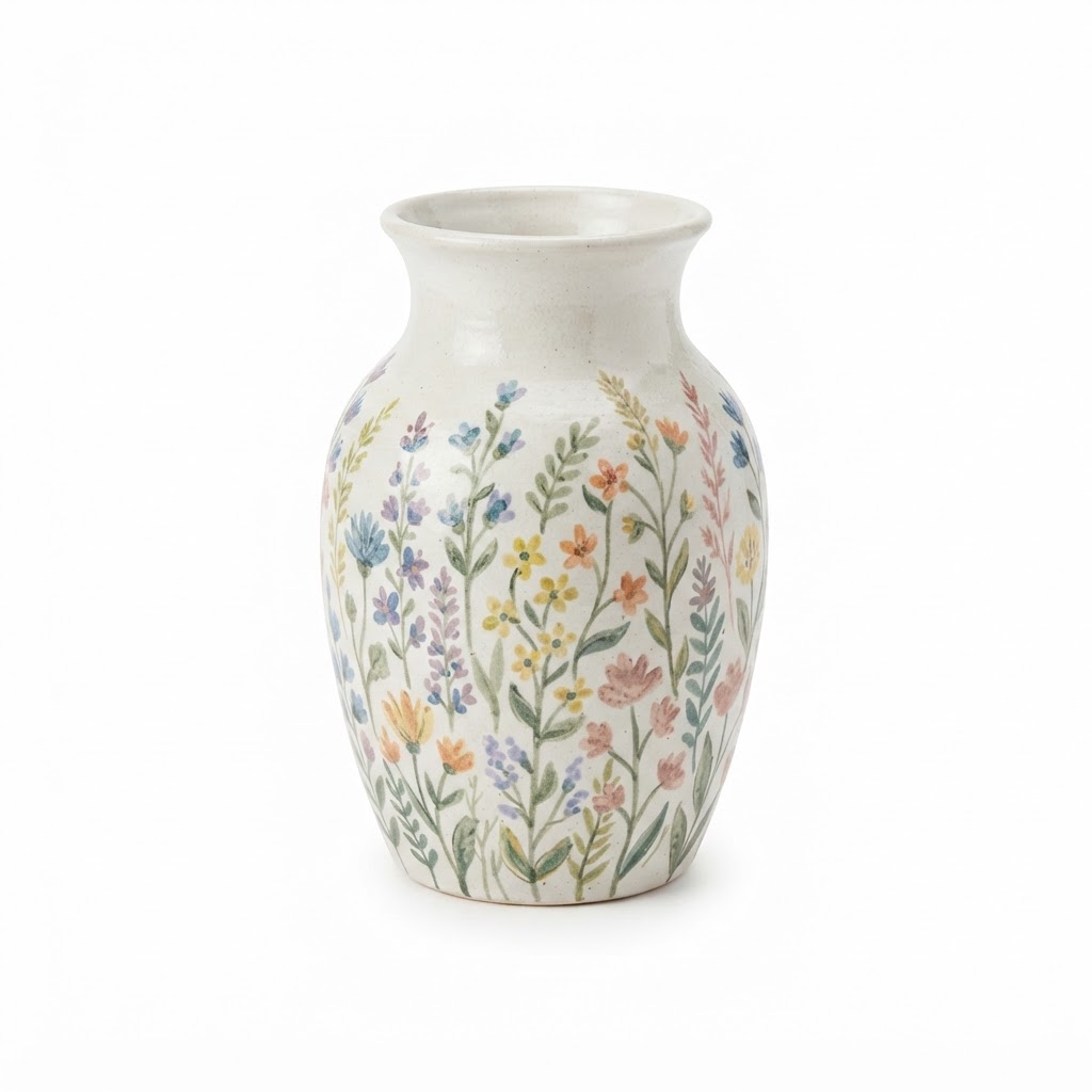 Spring Wildflower Ceramic Vase