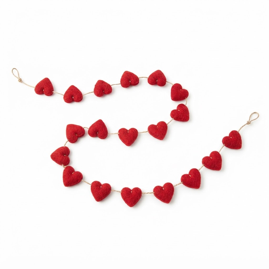 core Red Heart Felt Garland