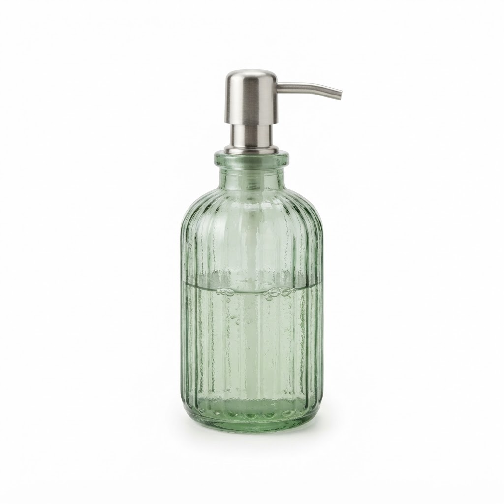 Sage Green Glass Soap Dispenser