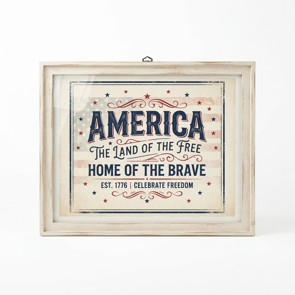 Patriotic Typography Framed Art