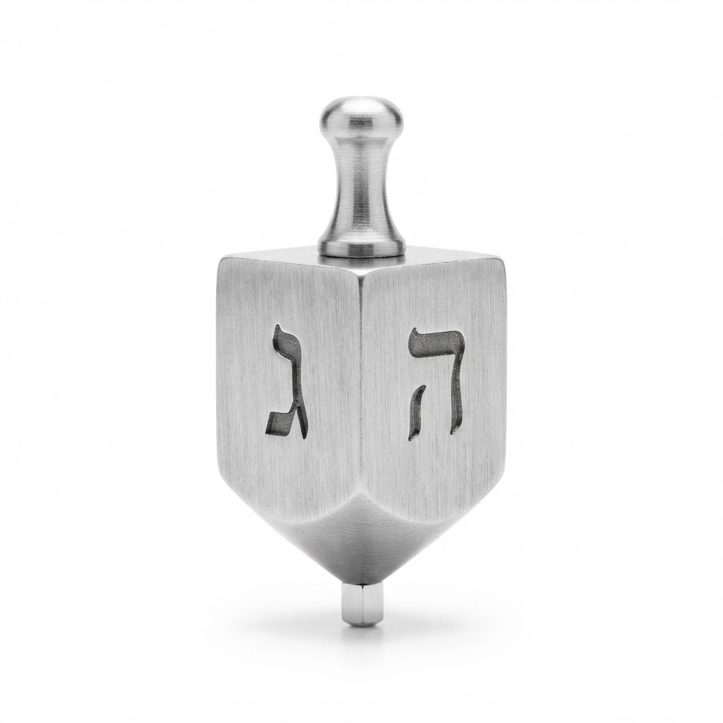 Brushed Silver Hanukkah Dreidel Decor