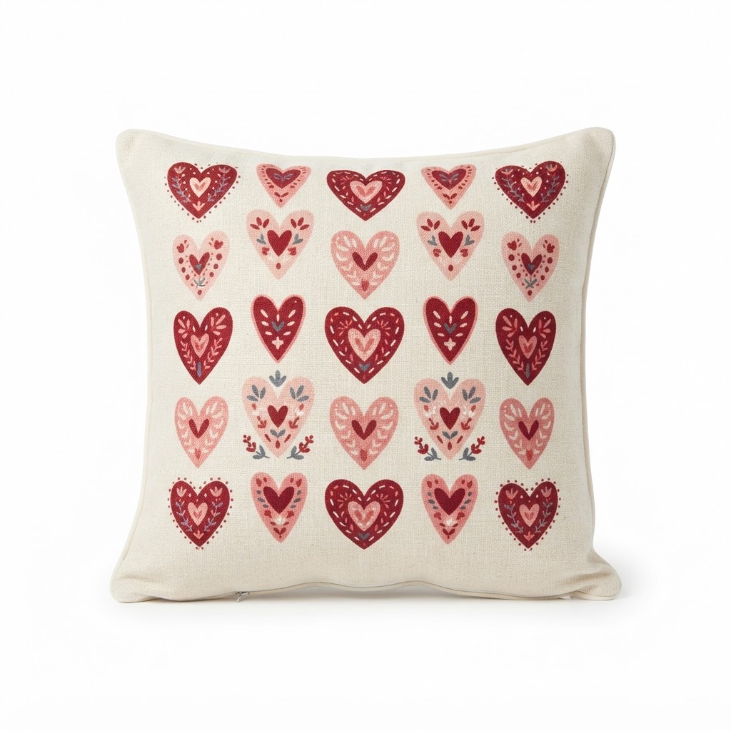Valentine's Day Heart Motif Accent Pillow