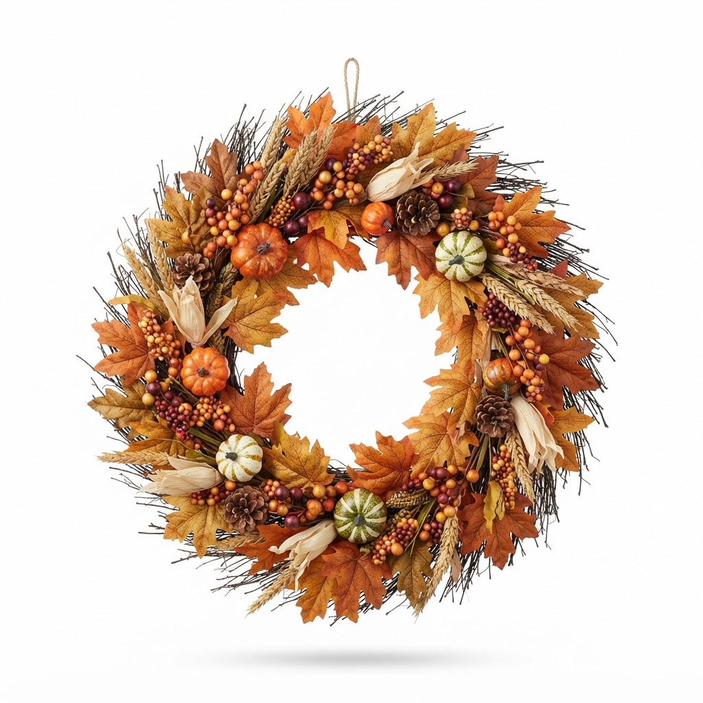 Artificial Autumn Harvest Wreath