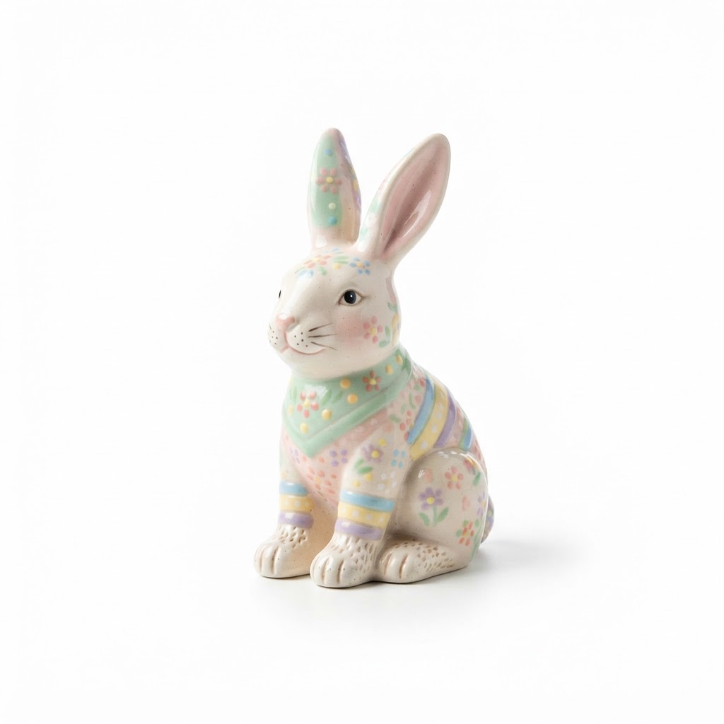 Pastel Ceramic Easter Bunny Figurines