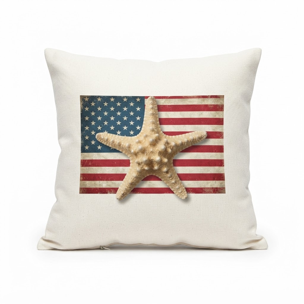 Starfish and Flag Accent Pillow