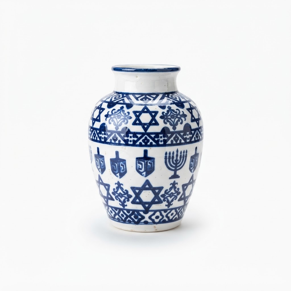 Ceramic Blue and White Decorative Vase