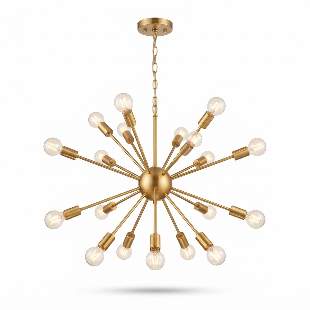 Sputnik Gold Brass Chandelier