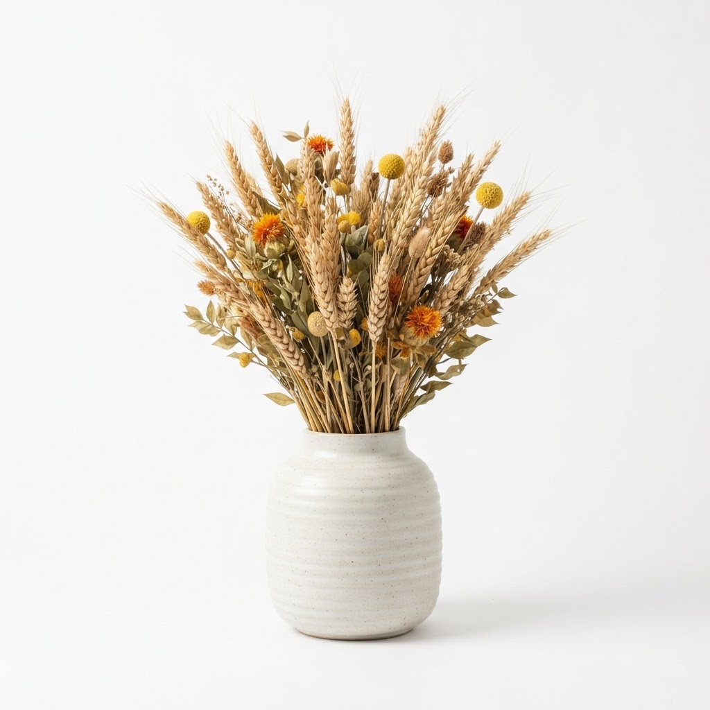 Dried Wheat and Flower Vase