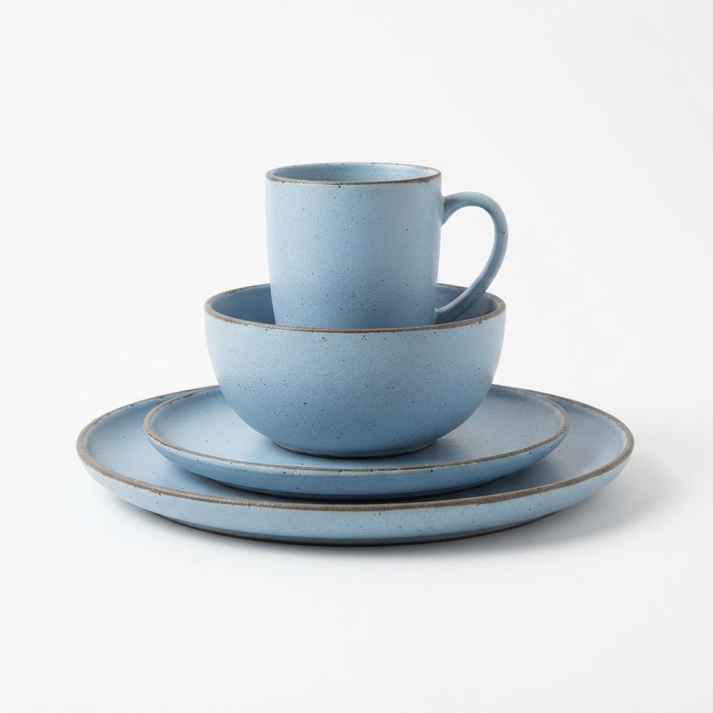 Pastel Blue Stoneware Dinnerware Set
