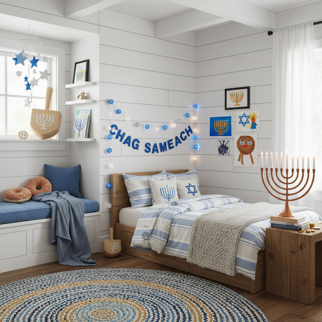 Modern Cottage Hanukkah Child Bedroom (Boy)