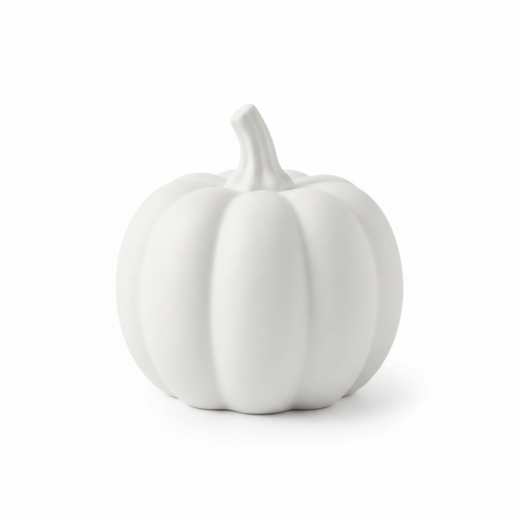 White Ceramic Pumpkin Decor