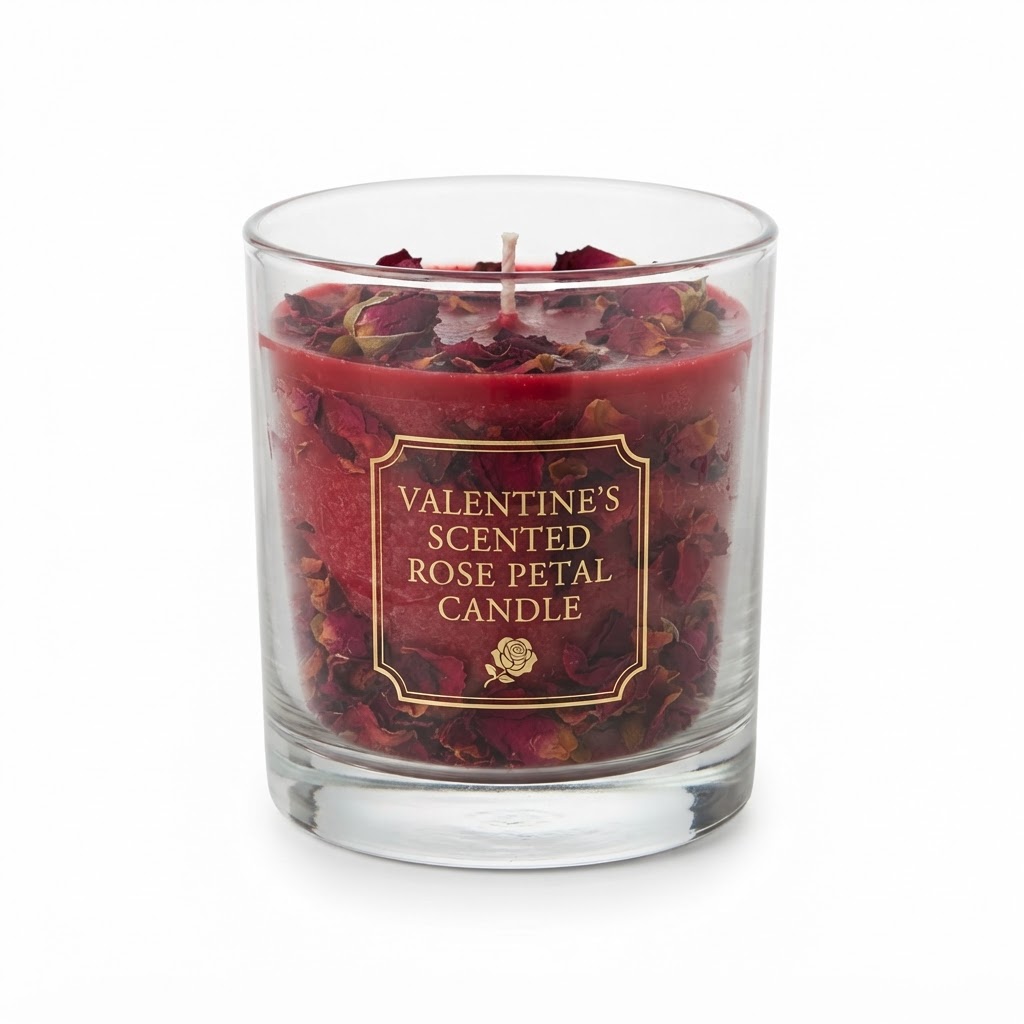 Valentine's Scented Rose Petal Candle