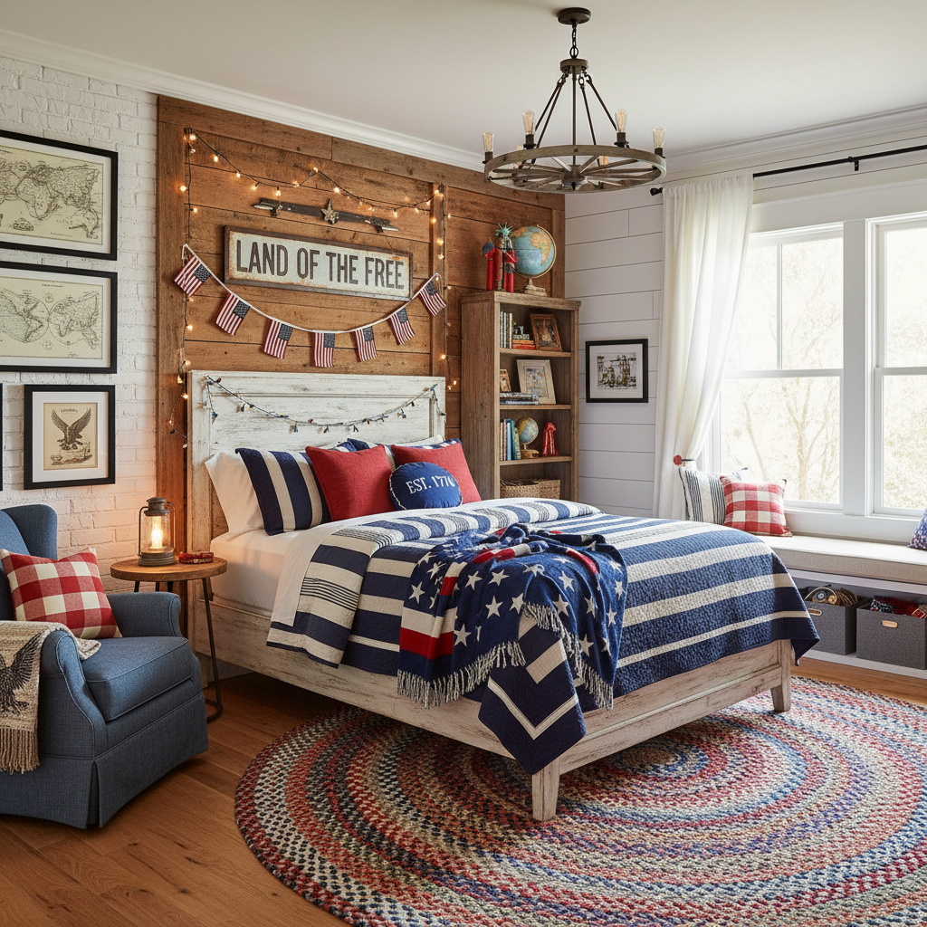 Modern Farmhouse Independence Day (4th of July) Child Bedroom (Boy)