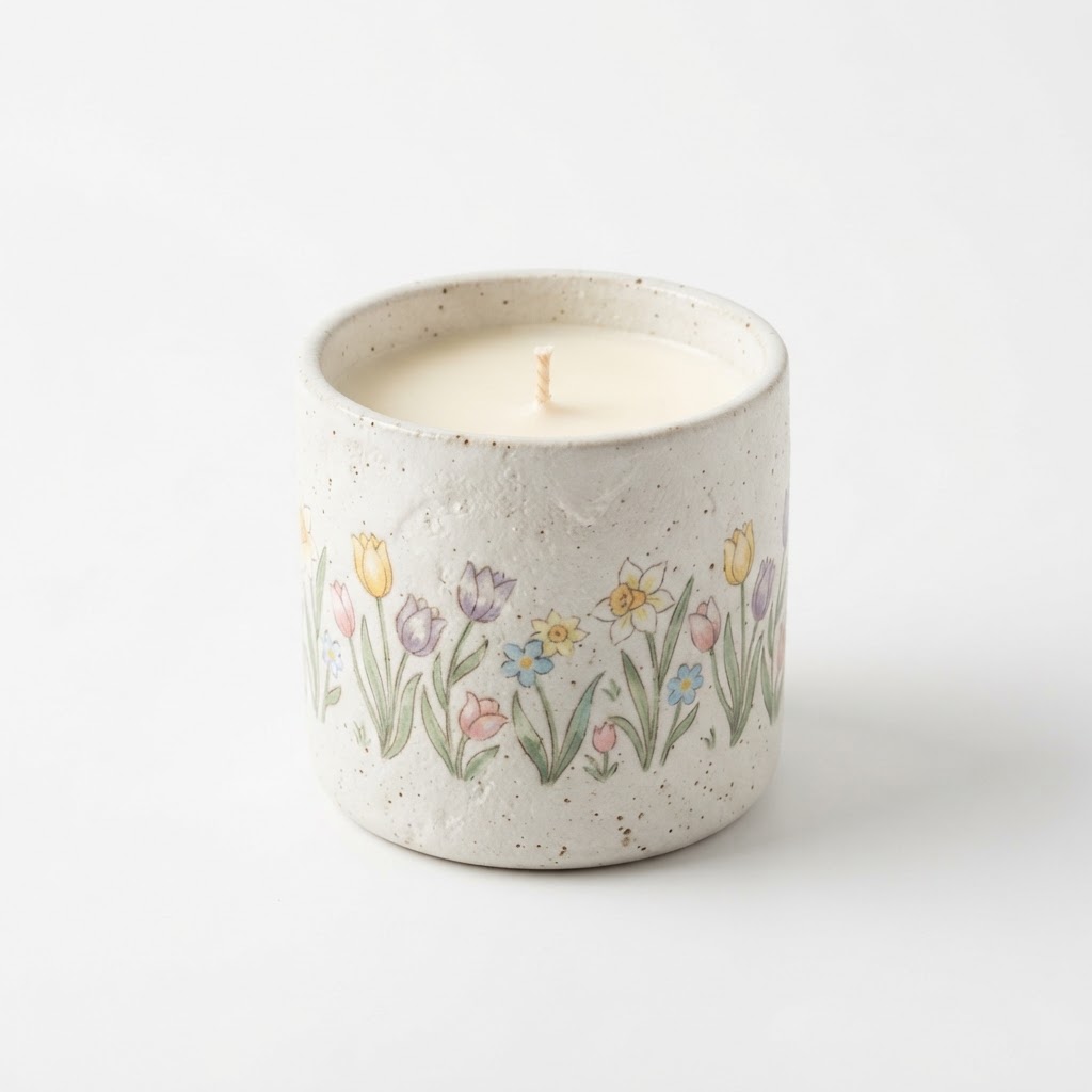 Easter Ceramic Floral Scented Candle