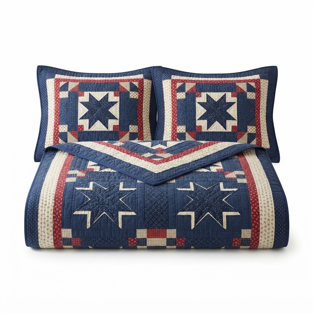 core Navy Star Quilt Set