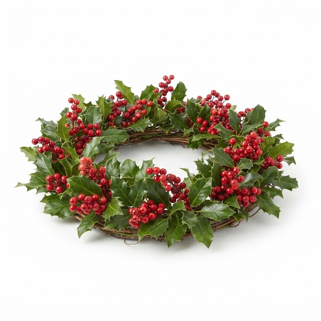 Red Berry and Green Holly Decorative Centerpiece