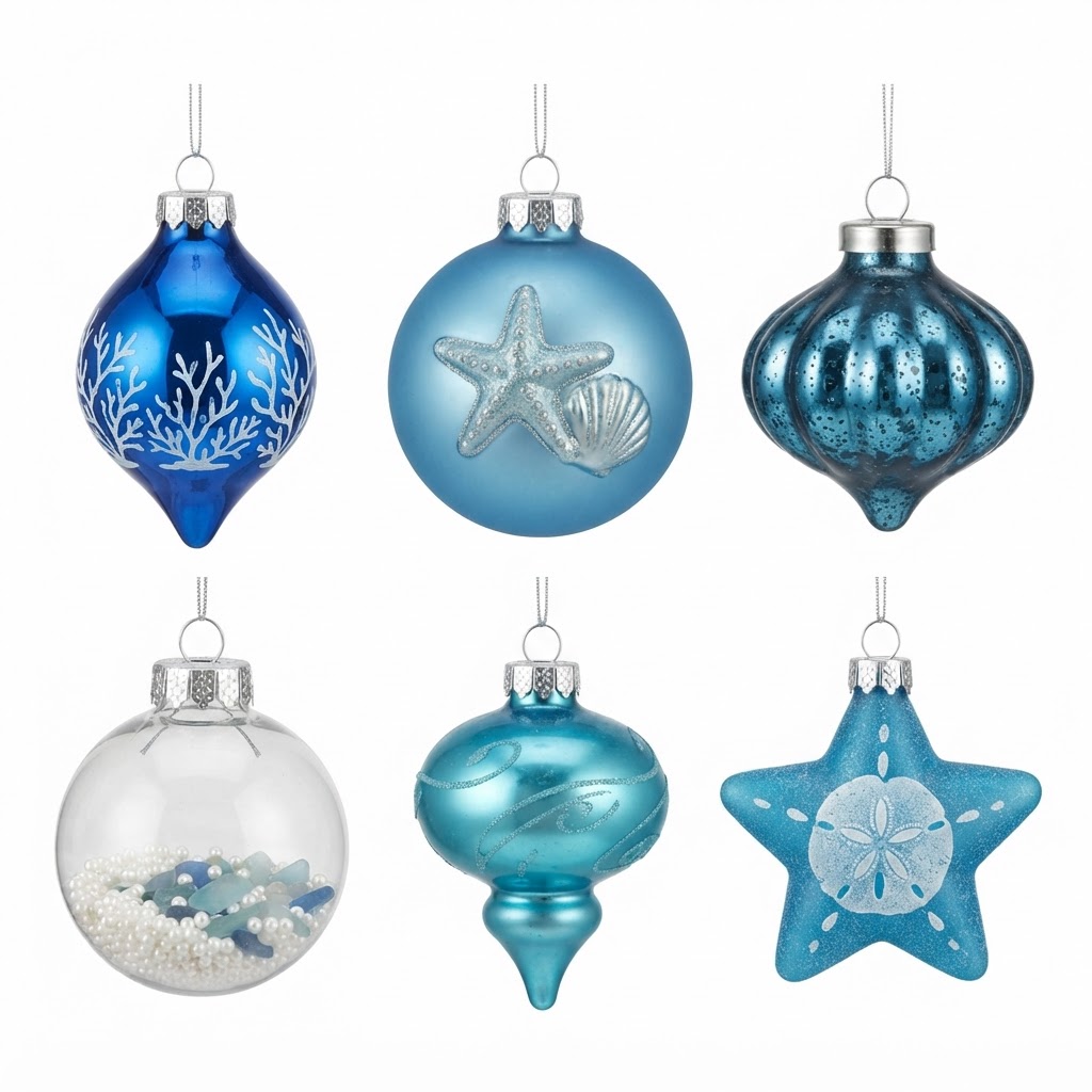 Blue Glass Ornament Set