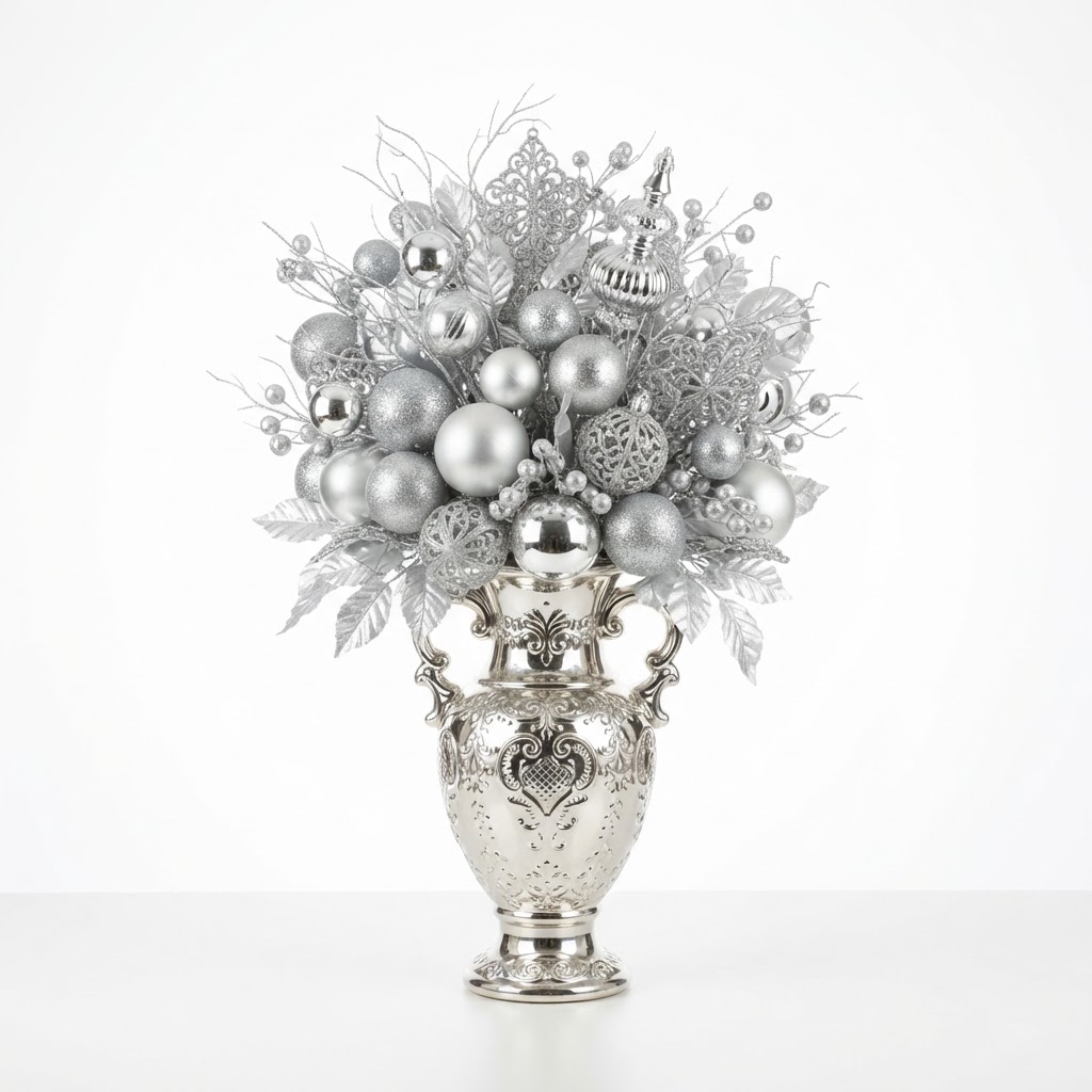 Silver Ornament Vase Arrangement