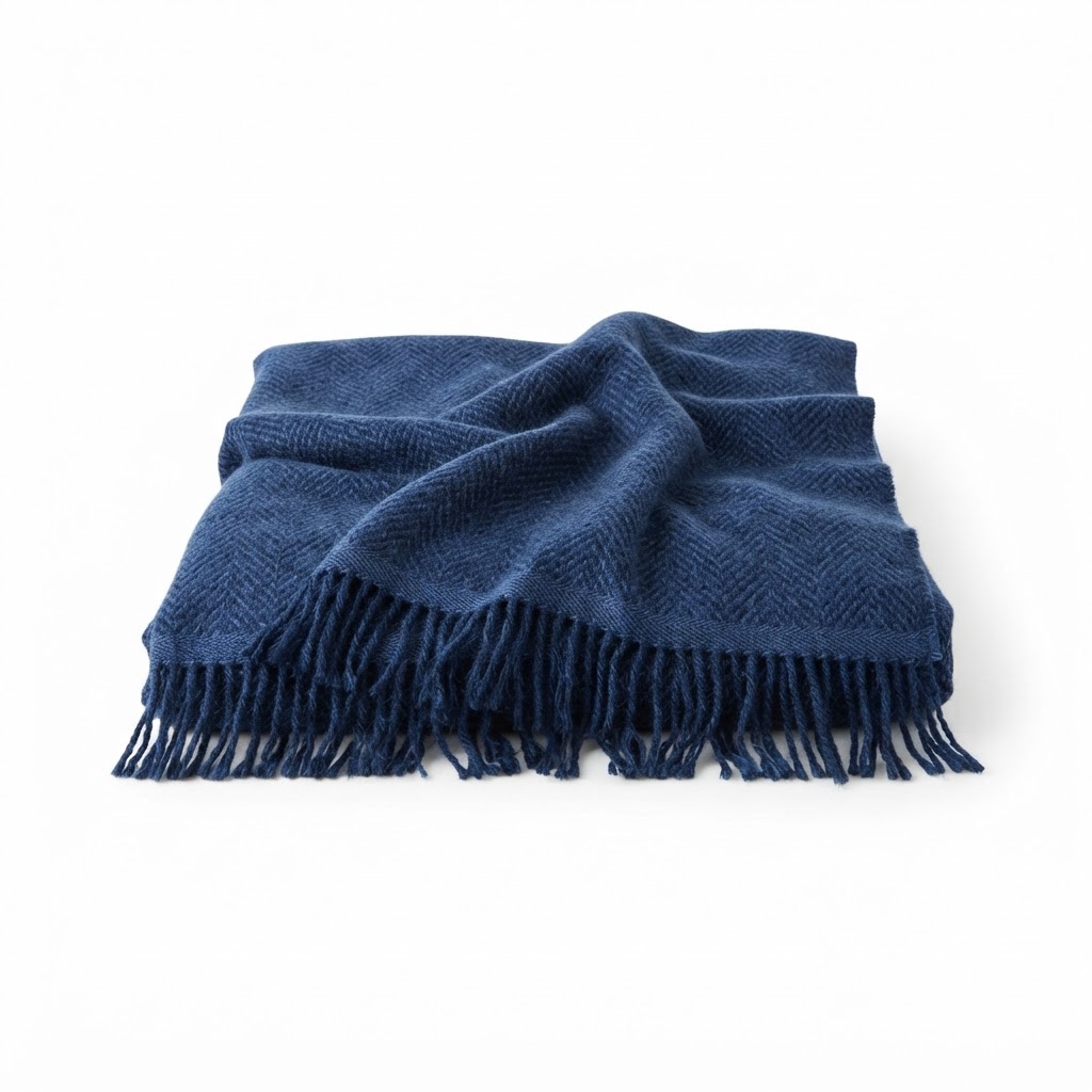 Woven Blue Wool Throw