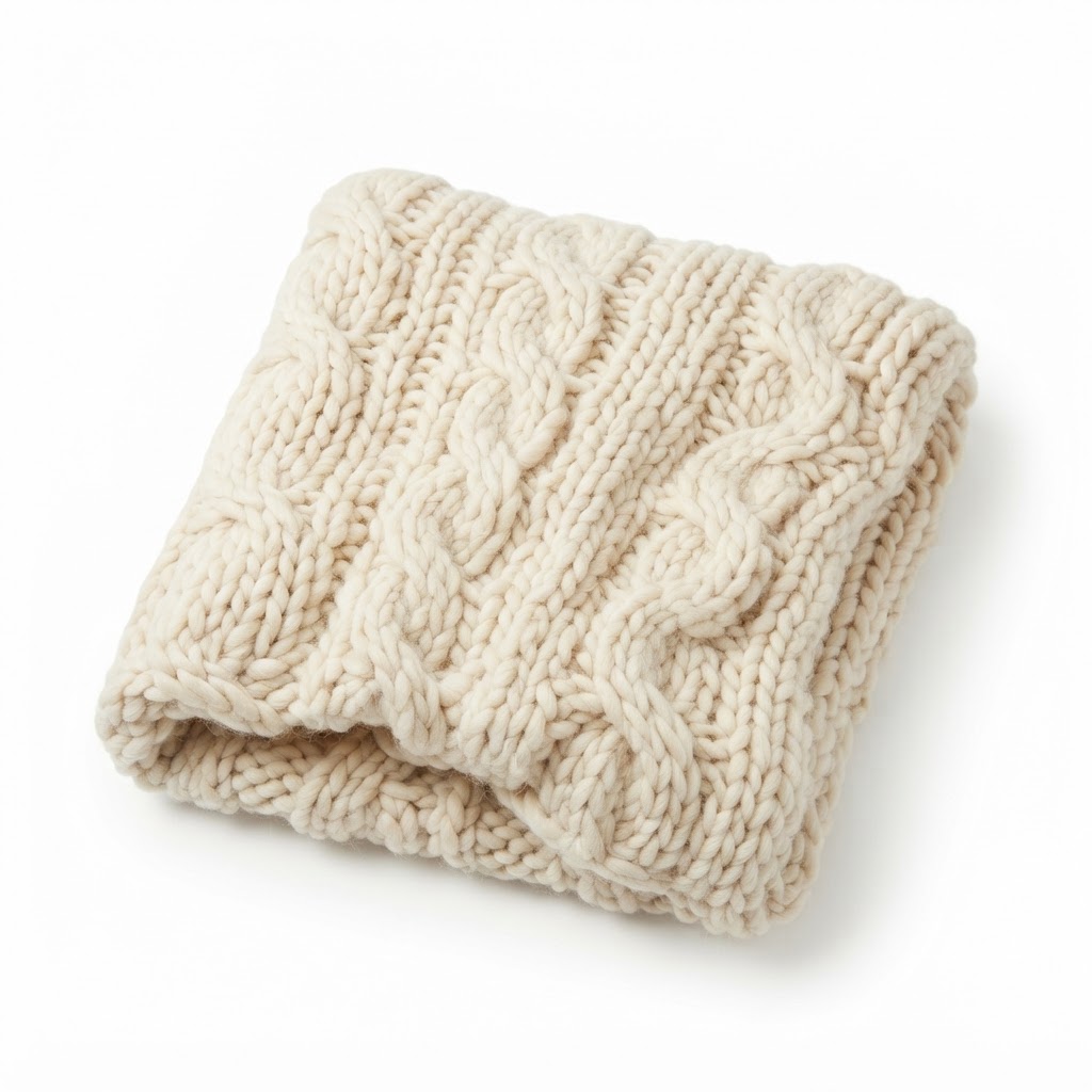 Chunky Knit Cream Blanket