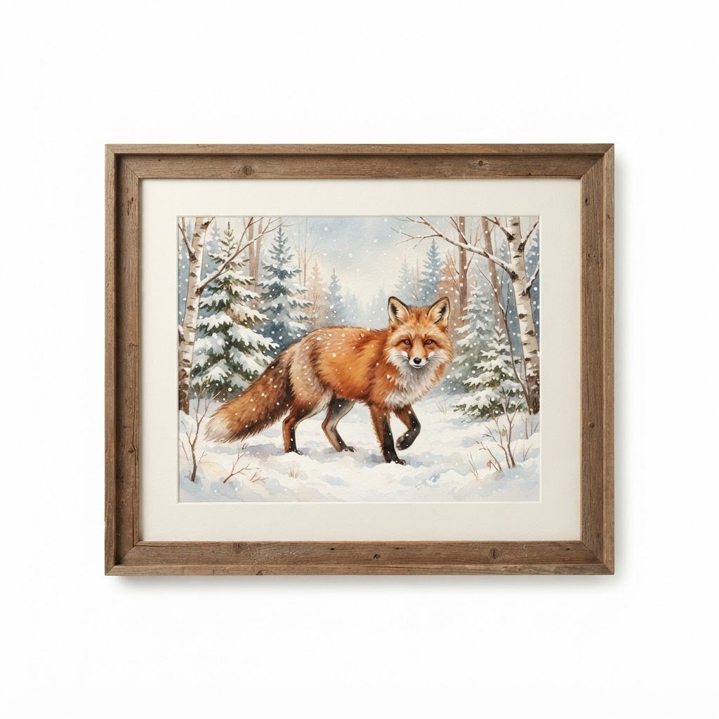 Winter Woodland Fox Framed Art