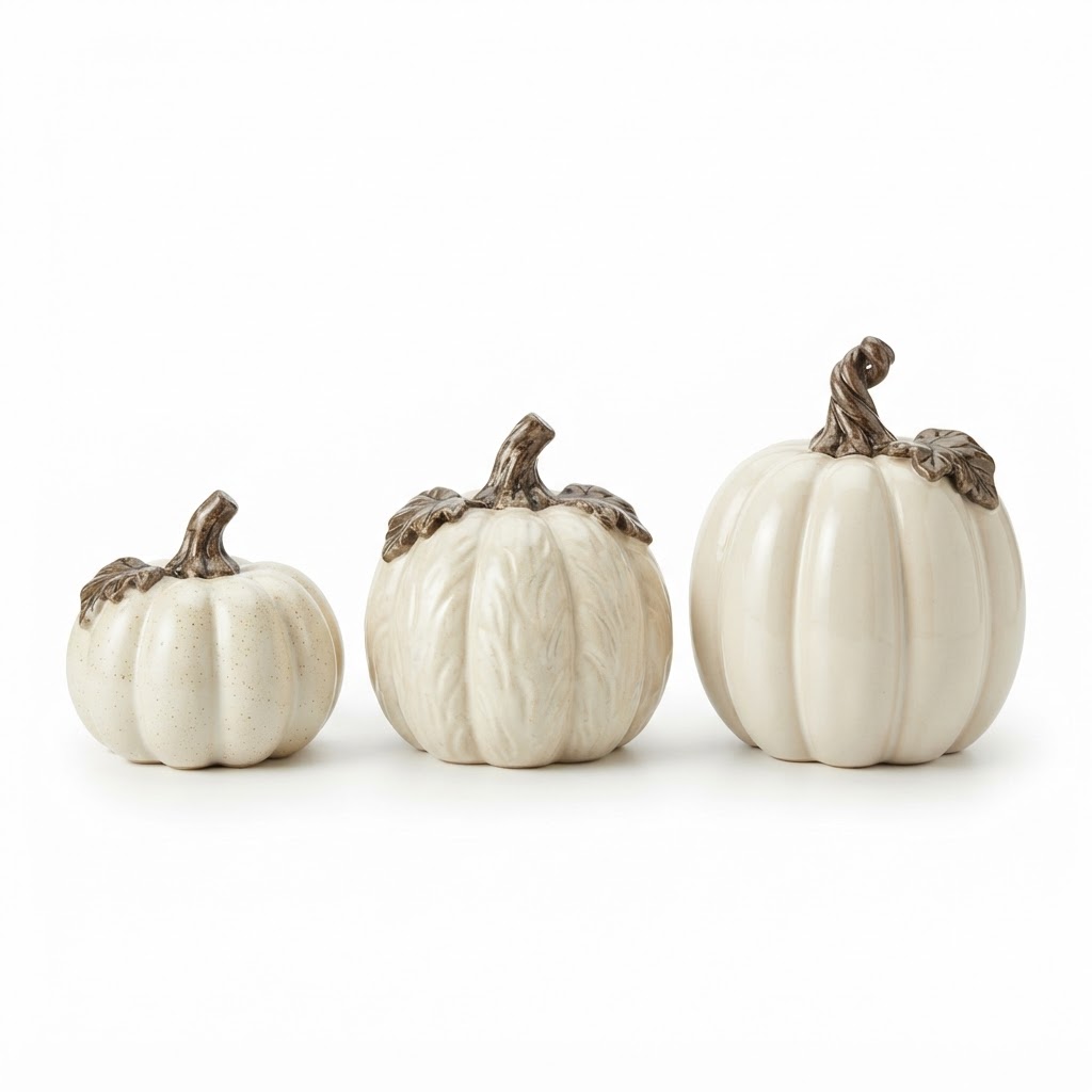 Transitional Ceramic Pumpkin Decor Set