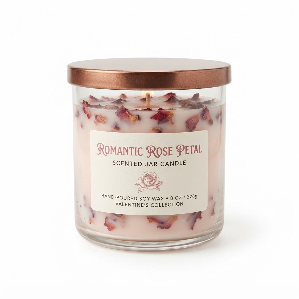 Romantic Rose Petal Scented Jar Candle