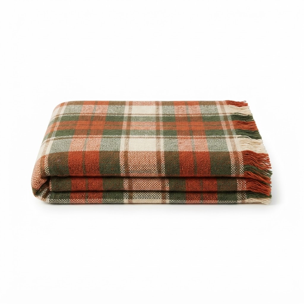 Plaid Woven Cotton Throw Blanket