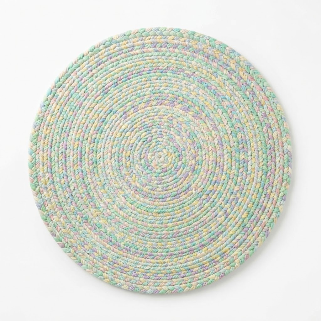 Pastel Braided Round Area Rug