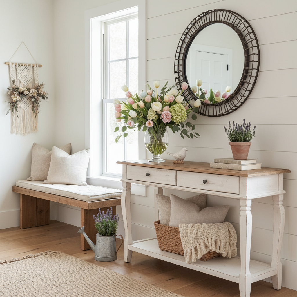 Modern Farmhouse Spring Entryway