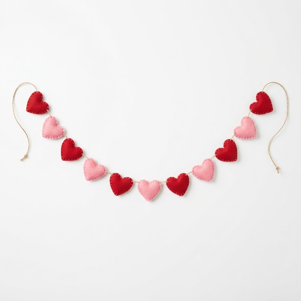Valentine's Day Felt Heart Garland