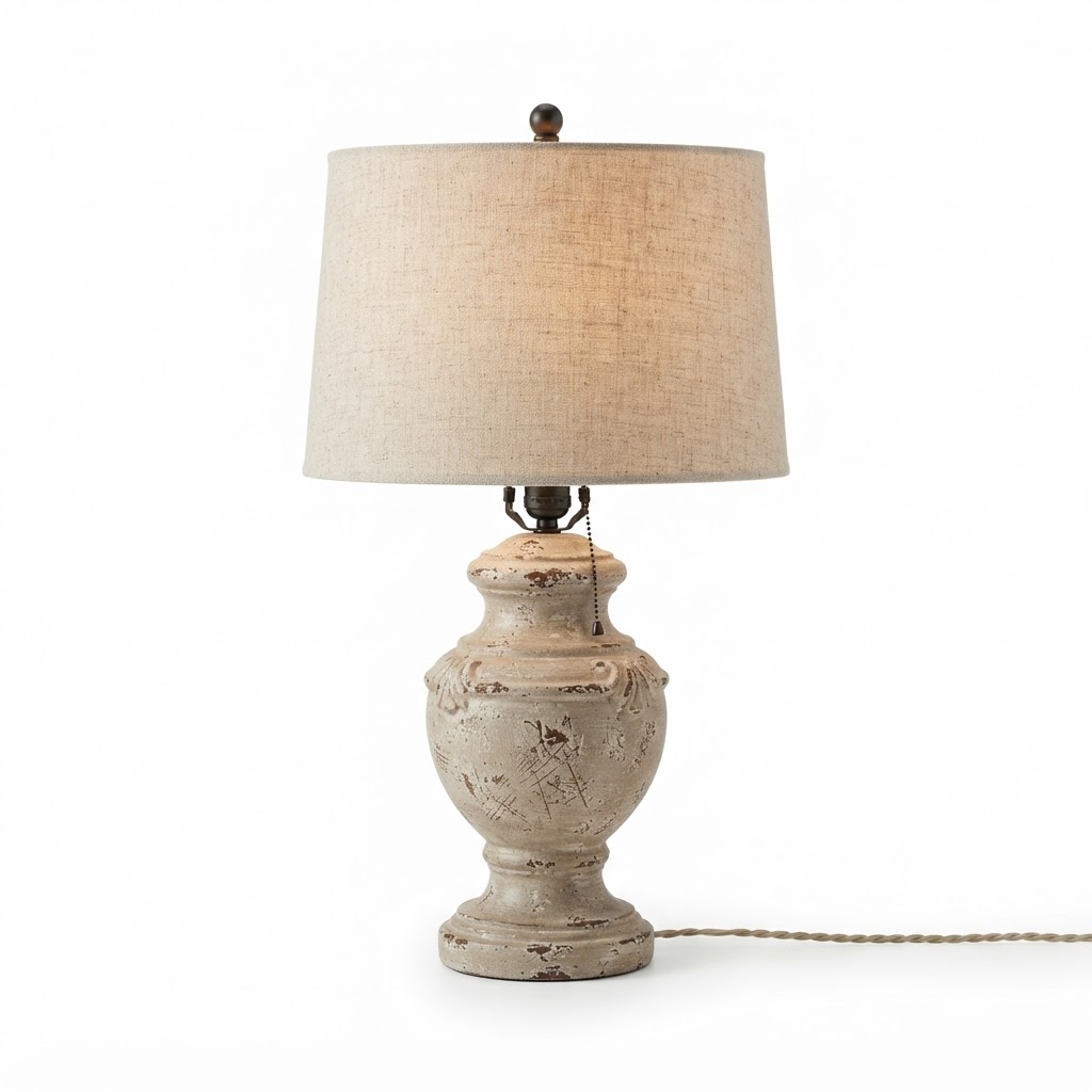 core Beige Distressed Table Lamp