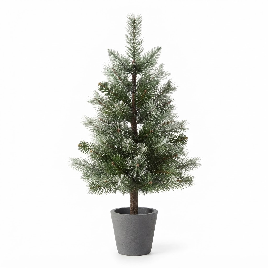 Transitional Faux Pine Winter Tabletop Tree
