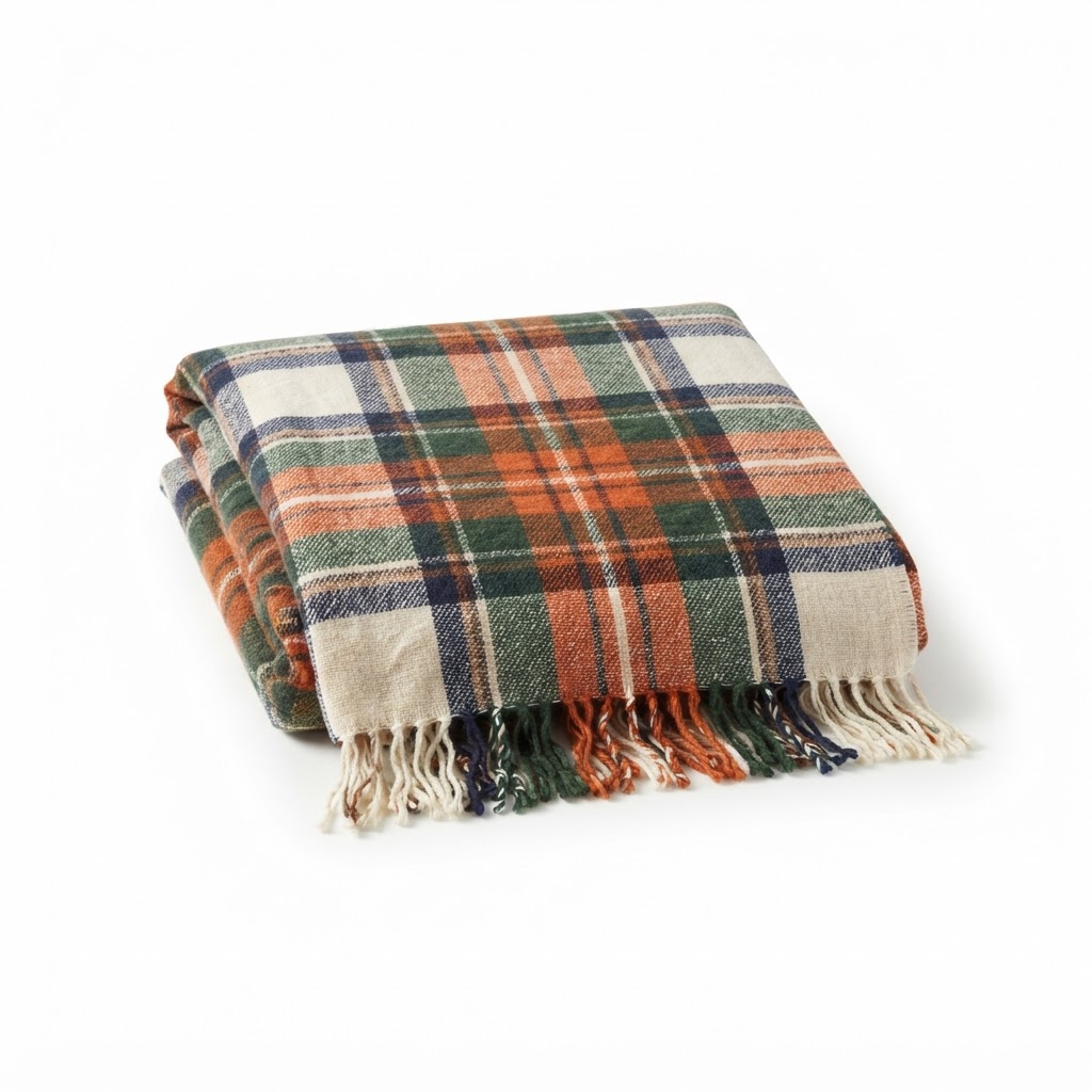 Plaid Cotton Throw Blanket