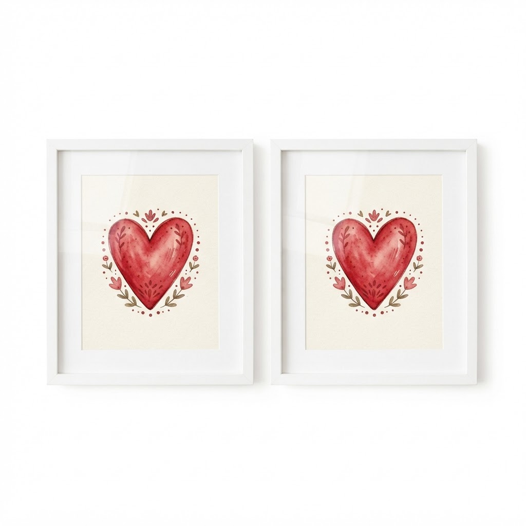 Valentine's Day Heart Art Print Set
